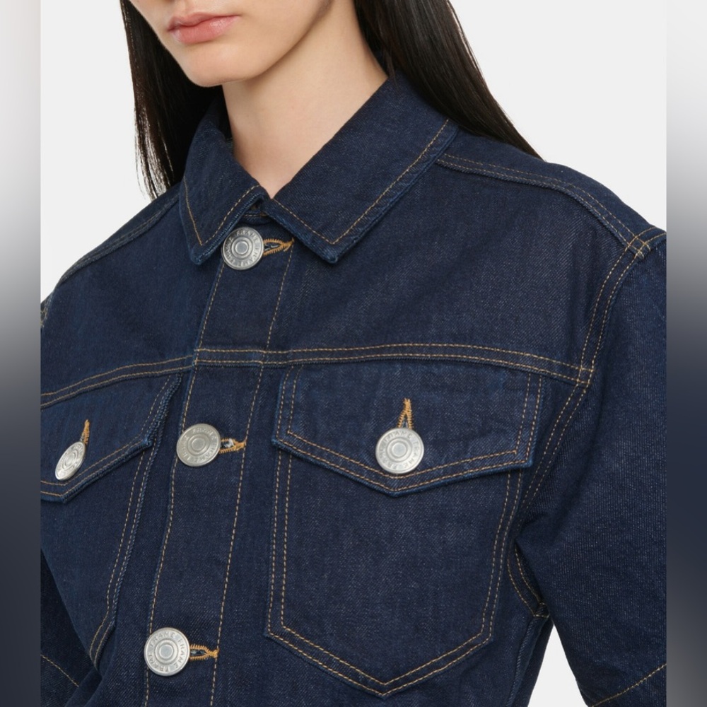 NWOT! Frame Denim Mixed Media Oversized Button Denim Mini Dress Size Medium - Picture 12 of 14